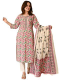 Gosriki Women'S Rayon Viscose Printed Straight Kurta With Pant & Dupatta (Upasana Multi-Gs_Xl_Multicolor_X-Large),Multicolour,,B0FCC7ZHG1