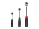 TEKTON 1/4, 3/8, 1/2 Inch Drive Quick-Release Comfort Grip Ratchet Set, 3-Piece (6, 8, 10-1/2 in.) | SRH91101