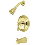 Kingston Brass Kb3632Al Restoration Tub And Shower Faucet With Metal Lever Handle, Polished Brass