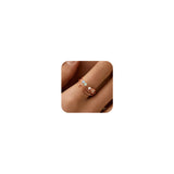 LOVECOM 14K Gold Plated Filled Fidget Rings With Opal S925 Sterling Silver Adjustable Open Anxiety Ring for Women Cute Stress Re