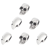 UNICRAFTALE 6pc 304 Stainless Steel Skull Slider Beads Antique Silver Slide Charms Parachute Rope Skull Head Retro Large Hole Me