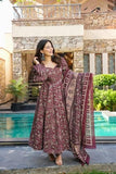Gosriki Women'S Rayon Viscose Anarkali Printed Kurta With Pant & Dupatta (Mahathi Multi-Gs_L_Multicolor_Large),Multicolour,,B0FC6SN35T