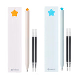 Kaco FIRST Gel Pens Cute Stationery Black Ink 2 Pieces with Extra 4 Refills, 0.5 mm Fine Point, Aesthetic Cute Star Pens for Jou