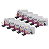 Binder Clips, Large, 1 Capacity, Black/Silver, 12 Per Box, 10 Boxes