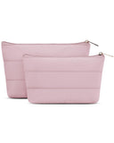Wandering Nature Small Makeup Bag 2 Pack Cosmetic Bag for Purse, Puffer Quilted Makeup Pouch, Cute Travel Pouch with Zipper for