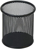 WALLVIEW TECH Pack of 1 Cylendrical Black Mesh Metal Desk Pen, Pencil and Other Stationery Organiser Holder, Use at Office, Scho