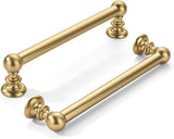 khtumeware 10 Pack 5 inch(128mm) Hole Center Brushed Brass Cabinet Pulls Solid Heavy-Duty Warm Brass Kitchen Cabinet Hardware fo