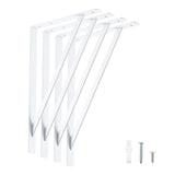 HOME MASTER HARDWARE 16x10 inch Heavy Duty Shelf Brackets, White Metal Wall Mounted Supports for Shelves, L Shaped Shelf Angle B