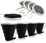 ME.FAN Silicone Collapsible Travel Cup - Silicone Folding Camping Cup with Lids - Expandable Drinking Cup Set of 4- Portable, Gr