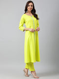 Anni Designer Women'S Cotton Blend Kurta With Palazzo & Dupatta (Darwaja_Green_X-Large),Green,XL,,,