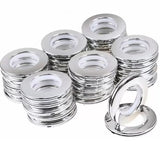 Curtain Rings with Hooks, Eyelets, Silver, Flat with Lock (30)