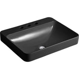 KOHLER K-2660-8-7 Vox Rectangle Vessel Above-Counter Bathroom Sink with 8-Inch Widespread Faucet Holes, Black