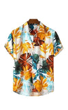 OM SAI LATEST CREATION Shirt for Men || Rayon Shirts for Men || Tropical Leaf Printed Short Sleeve & Spread Collar Shirts for Boy || Casual Beach Wear Festive Shirt for Men. (X-Large Orange),Orange
