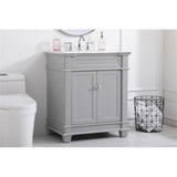 Elegant Decor Wesley 30 Steel And Solid Wood Single Bathroom Vanity Set In Gray