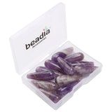 BEADIA Natural Amethyst Teardrop Stone Beads 10x30mm 12pcs Dangle Earring Charm for DIY Jewelry Making