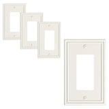 TREEWELL 4-Pack Decorator Outlet Cover Plate, Light Almond Decorative Switch Plates and Outlet Covers, Durable Zinc Alloy Wall P
