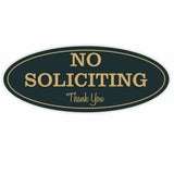 Oval No Soliciting Sign (Black/Gold) Small