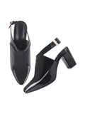 Shoetopia Women'S Black Patent Leather Block Heel Sandal With Ankle Strap And Pointed Toe Elegant Formal Dress Sandal Eu36,Black,3,B0DZVN6L72