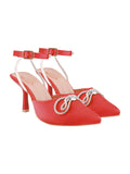 Women'S Red Satin High Heel Sandals Pointed Toe Party Heels With Rhinestone Bow & Ankle Strap Elegant Stilettos For Weddings & Events Eu37,Red,4,B0DK7B5RZ6