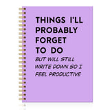 JQYCJTR Things I'll Probably Forget To Do Purple Foil Spiral Notebook