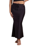 NYKD Everyday Saree Petticoat for Women - Shapewear with Drawstring, Side Slit, Mermaid Cut - Saree Shapewear, NYOE01, BLACK, S,