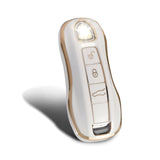 WORCAS Smart Key Fob Case Protective Cover Compatible with Porsche 911 Cayenne Panamera TAYCAN 3 Button Keyless Entry Remote Con