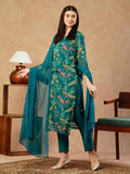 Anni Designer Women'S Cotton Blend Straight Fit Printed Kurta With Pant & Dupatta (Geto Rama-Nfb_Xxl_Green_Xx-Large),Blue,2XL,Cotton Blend,Straight,Dupatta