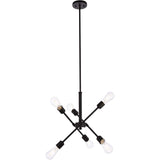 Living District Axel 6-Light Mid-Century Metal Pendant In Black Finish