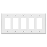 ENERLITES Decorator Light Switch or Receptacle Outlet Wall Plate, Gloss Finish, MidSize 5Gang 4.88 x 10.39, Polycarbonate Th