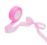 BEAUTOPE 1 Inch 50 Yards Sheer Organza Ribbon Chiffon Ribbon for Gift Wrapping Wedding Bouquet Crafts (Pink)