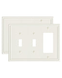 TREEWELL 2-Pack Combo Double Toggle/Single Decorator Outlet Cover Plate, Zinc Alloy Decorative Light Almond 4 Gang Switch Plates