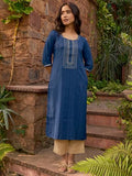 Libas Women'S Viscose Rayon Ethnic Motifs Straight Kurta (26822R Blue Blue L