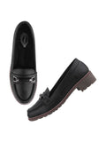 Shoetopia Upper Buckle Detailed Black Loafers For Women & Gilrs-Eu37,Black,4,B0D76VFYH4