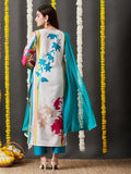 Anni Designer Women'S Cotton Blend Straight Printed Kurta With Pant & Dupatta (Hibiki Cream_4Xl_Cream_Xxxx-Large),Cream,4XL,Cotton Blend,ANNI DESIGNER Women's Cotton Blend Straight Printed Kurta with Pant & Dupatta (HIBIKI CREAM),