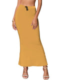 Sugathari Traditional Mustard Micro Fiber Solid Saree Shapewear for Women (SW FISHCUT Mustard M)