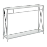Convenience Concepts Oxford Chrome Console Table 42 - Contemporary Modern Sofa Table with Storage Shelf, Narrow Entryway Hall Ta