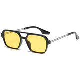 Retro Flat Square 70S Aviator Double Bridge Metal Sunglasses For Men Women | Anti Blue Uv Protection Zero Power Stylish Compute