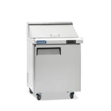ICECASA 27 W Commercial Refrigerator Sandwich&Salad Prep Table Mega Top single Door Stainless Steel Counter Fan Cooling Refrige