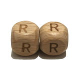 Arakierst 50pcs Wood Alphabet Letter Beads 12mm Square Beech Wooden Single Letter R Beads for Jewelry Making Name DIY Beading Ne