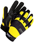 Bob Dale Gloves 20110605YXL Mechanics Glove Synthetic Leather AntiVib Gel Palm Yellow,
