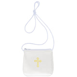 SilTriangle Leather Communion Burse for Pyx, Catholic Pyx Case with Strap for Communion Host Priests Deacons Gifts (White,Square
