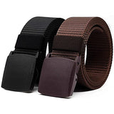 Veteran Unisex Nylon & Canvas Waist Belt (Pack Of 2) (ComboBelt Black & BrownVtin080_Formal Casual Belt)