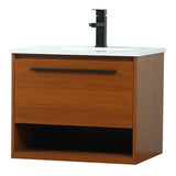Elegant Decor Roman 24 Aluminum Alloy Mdf Single Bathroom Vanity In Teak