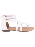 Shoetopia Girls White Gladiator Flats Sandal-Eu39,White,3,B09NBHNDKK
