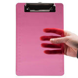 JAM PAPER Small Plastic Memo Clipboards with Low Profile Metal Clip - Mini (6 x 9) - Pink - 12 Clip Boards/Pack