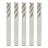 5PCS End Mill Set 1/4 Cutting Dia 1/4 Shank 4 Flute HSS End Mill Drill Bit, CNC End Milling Cutter for Wood, Aluminum, Steel, Ti