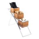 Restaurantware Eco Display 17.5 Inch x 6 Inch x 11.25 Inch Market Basket Stand 1 Small Basket Stand - Three-Tier Wire Silver Iro
