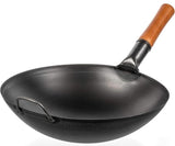 Royal 14 Carbon Steel Wok with Round Bottom PreSeasoned Pow Wok for Stir Fry Traditional Chinese Japanese Black Steel Pan