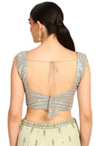 Soch Womens Grey Sequinned Sweetheart Neck Georgette Padded Blouse Grey 38