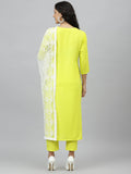 Gosriki Women'S Cotton Blend Embroidered Straight Kurta Palazzo & Dupatta (Entu Lime Green_New_M-Go_Green_Medium),Green,,B0B4FWF46F